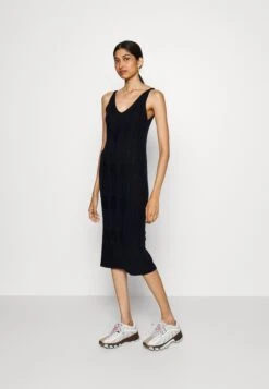 Patterned- Jumper Dress - Dark Navy