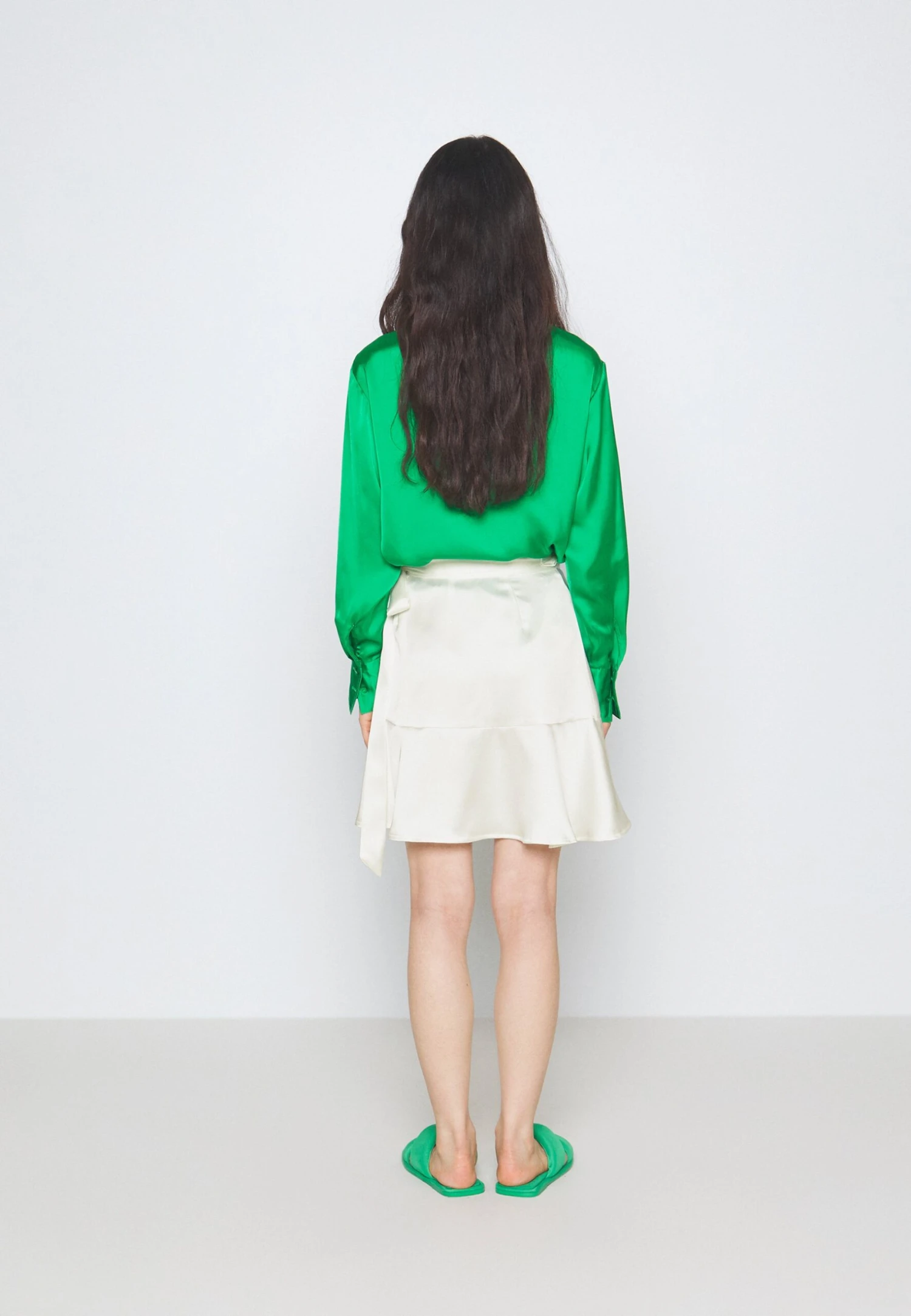 Objsateen Mini Skirt - Wrap Skirt - Cloud Dancer - Image 3