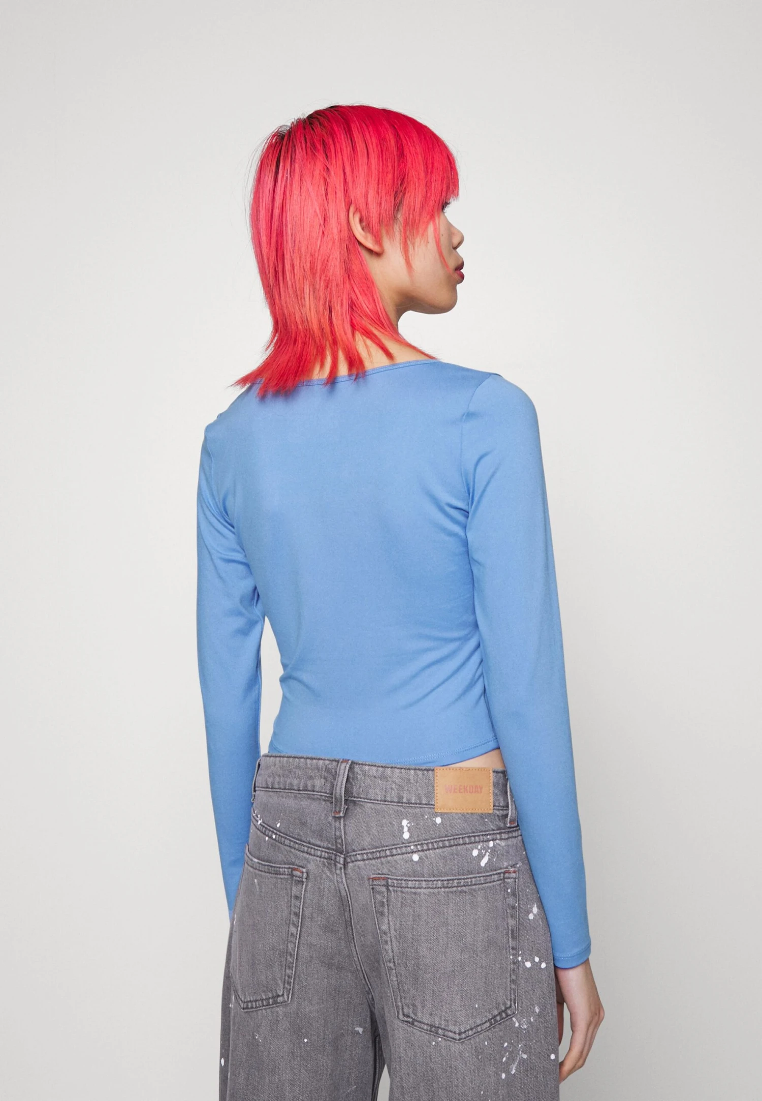 Hollister Co. Seamless Square Neck - Long Sleeved Top - Cornflower Blue - Image 3