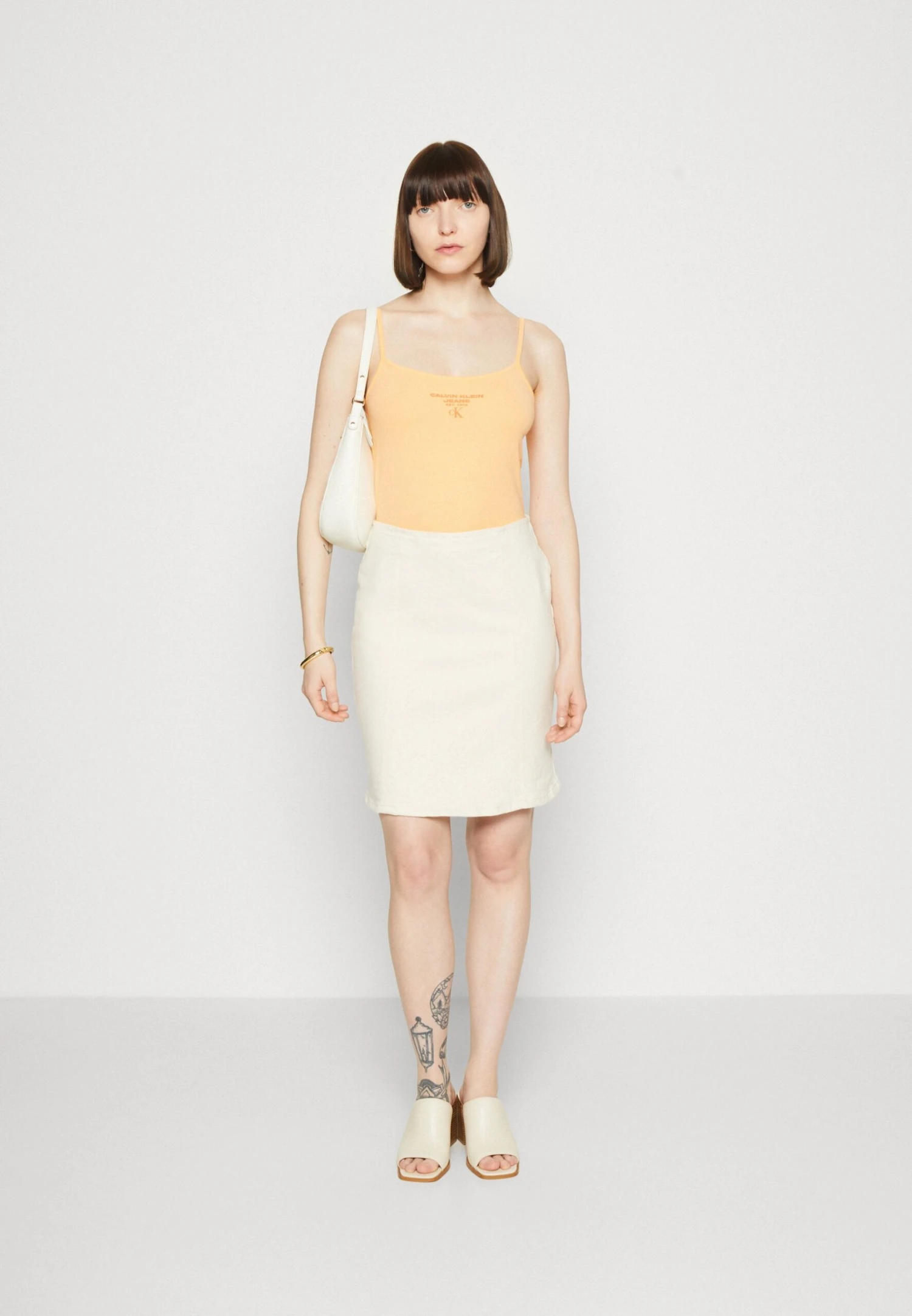 Selected Femme Slfkrista Skirt - Denim Skirt - Whisper White - Image 2