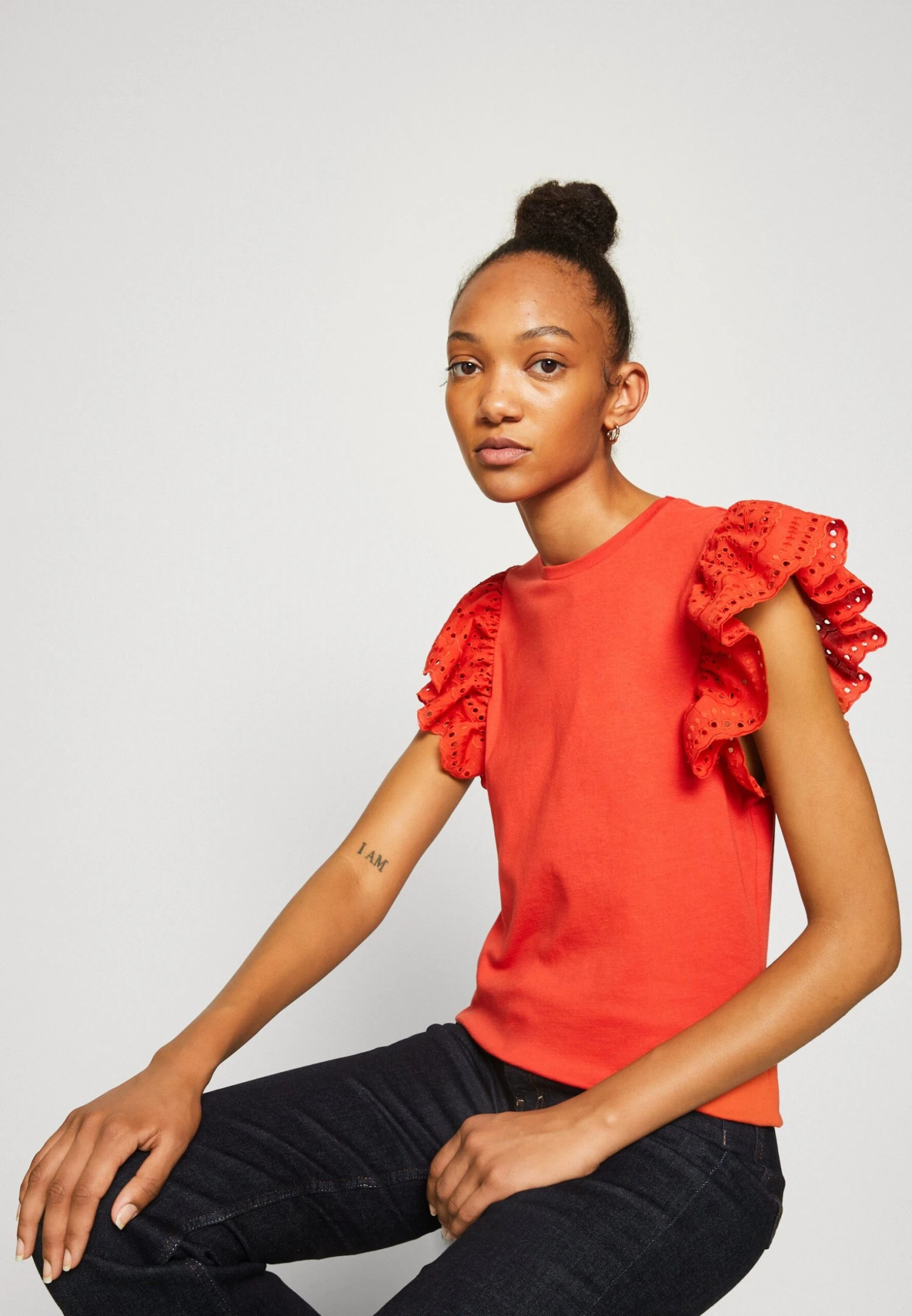 Vila Viredda Cap Sleeve - Print T-Shirt - Valiant Poppy - Image 4