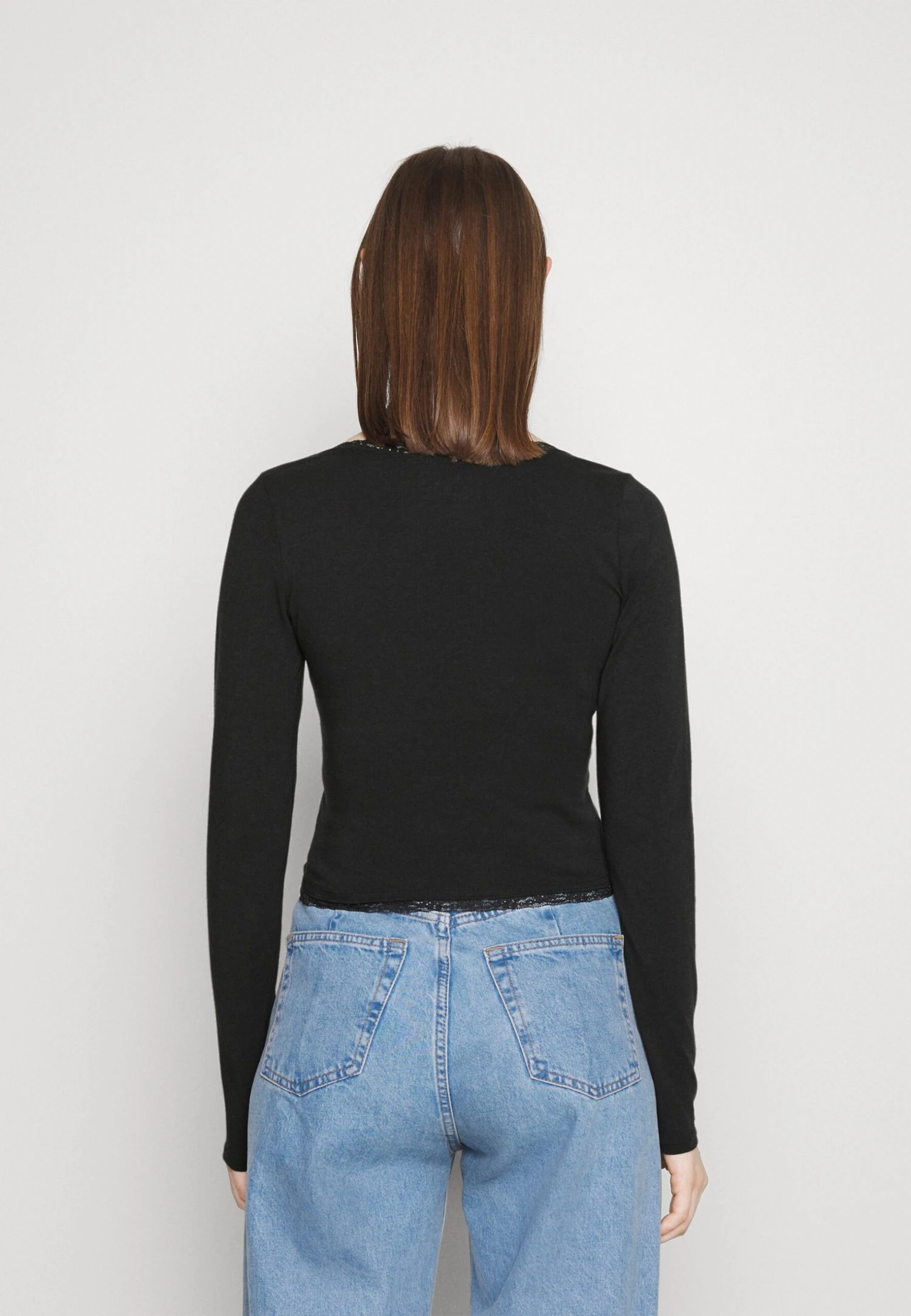 Hollister Co. Lace Trim- Long Sleeved Top - Black - Image 3