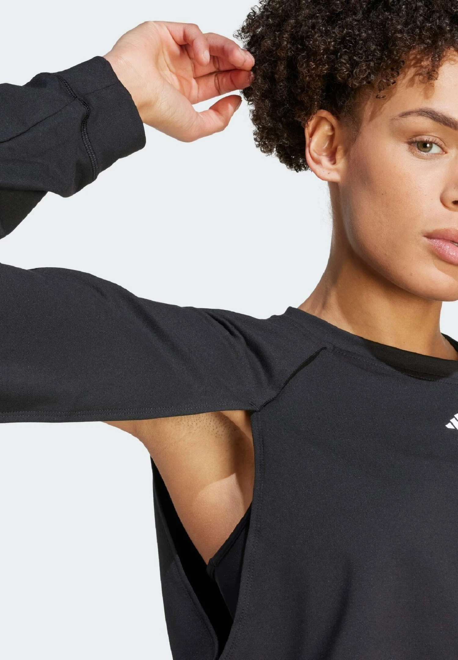 ADIDAS PERFORMANCE Power Aeroready Crop Cover Up- Sweatshirt - Black White - Image 4