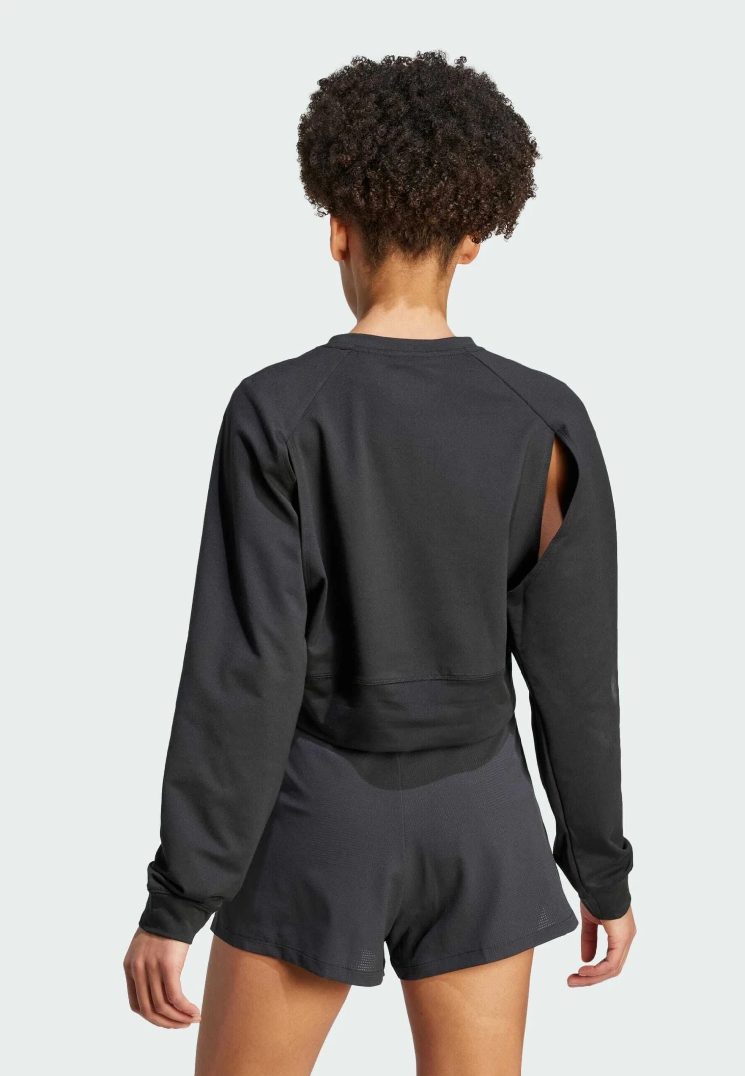 ADIDAS PERFORMANCE Power Aeroready Crop Cover Up- Sweatshirt - Black White - Image 2