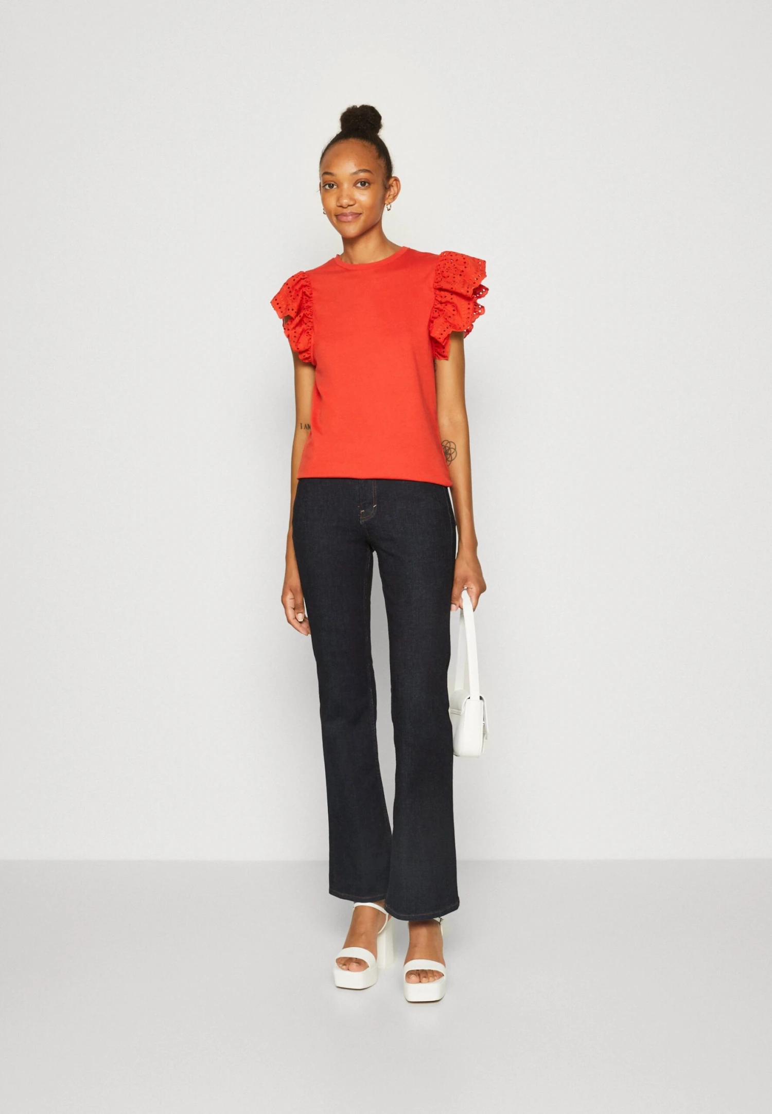 Vila Viredda Cap Sleeve - Print T-Shirt - Valiant Poppy - Image 2