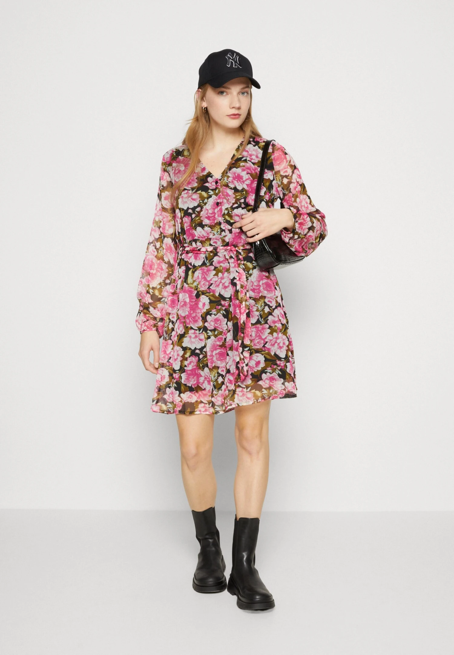 ONLY Onlsaga V Neck Button Dress - Day Dress - Black Rosemary - Image 2