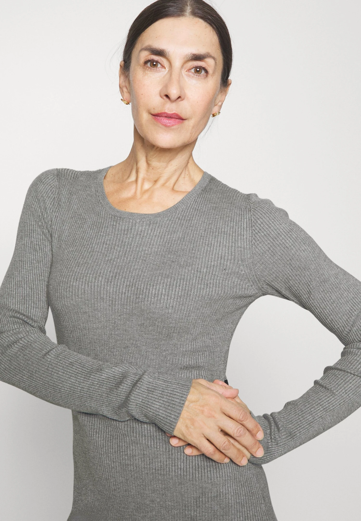 Anna Field Jumper Dress - Mottled Light Grey/Black - Image 4