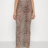 GOOD AMERICAN Mesh Maxi Skirt - A-Line Skirt - Good Leopard003