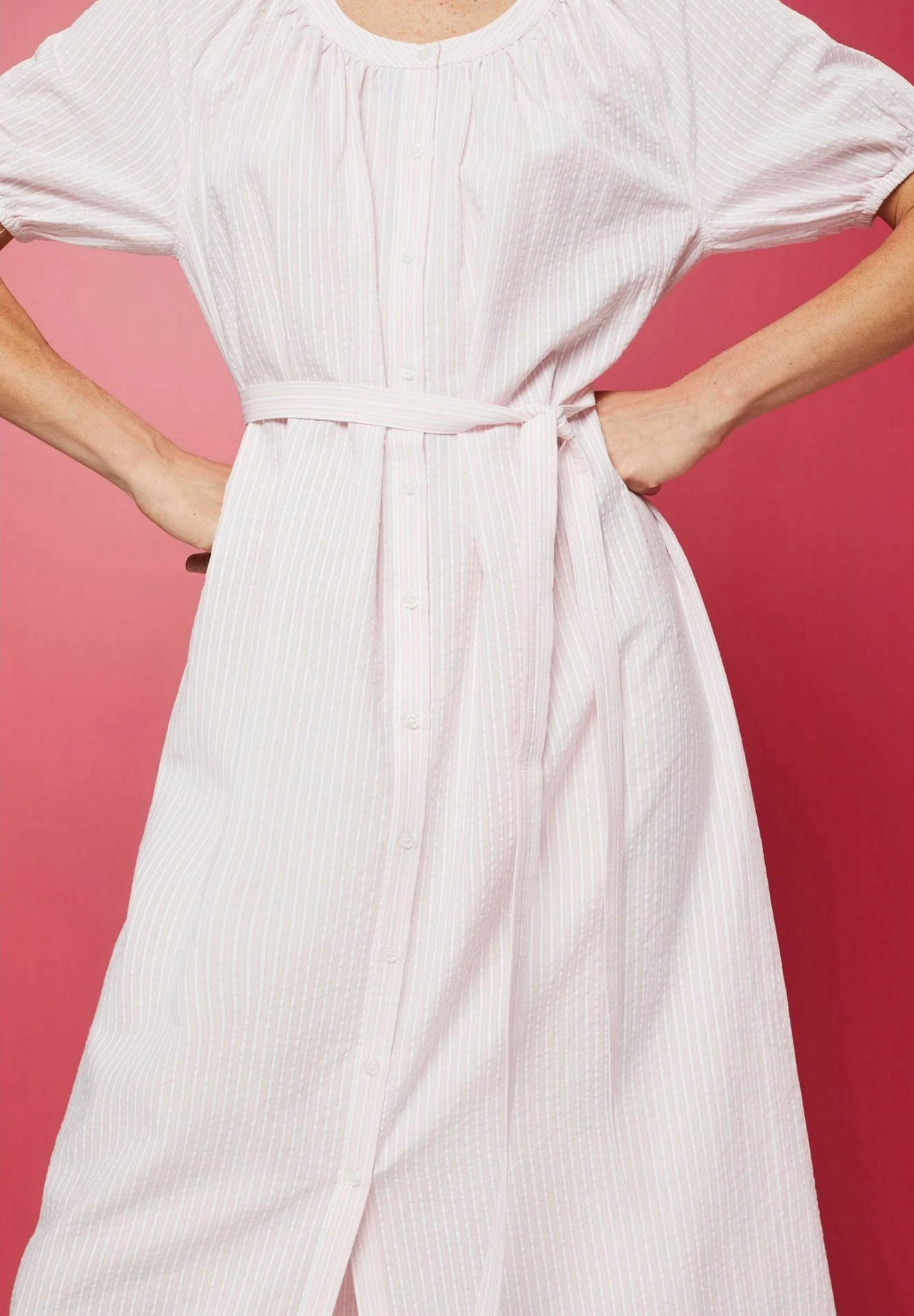 ESPRIT Midi Mit Bindegürtel- Shirt Dress - Light Pink - Image 4