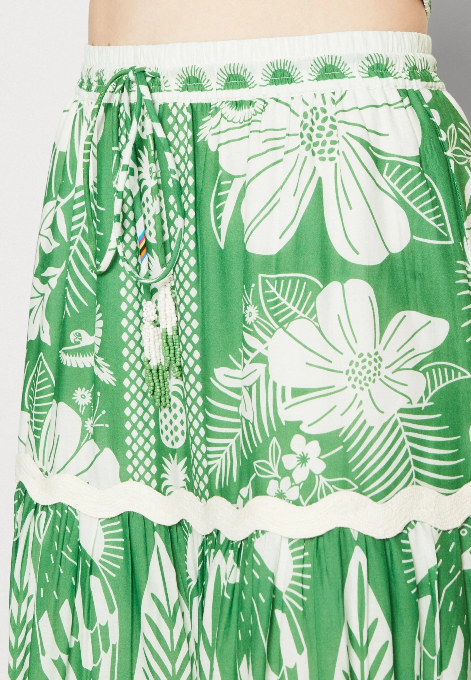 Farm Rio Macaw Elegance Skirt - Maxi Skirt - Off-White - Image 6