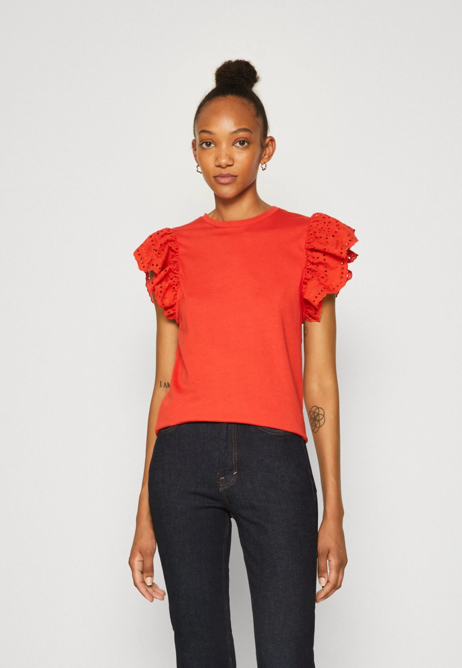 Vila Viredda Cap Sleeve - Print T-Shirt - Valiant Poppy