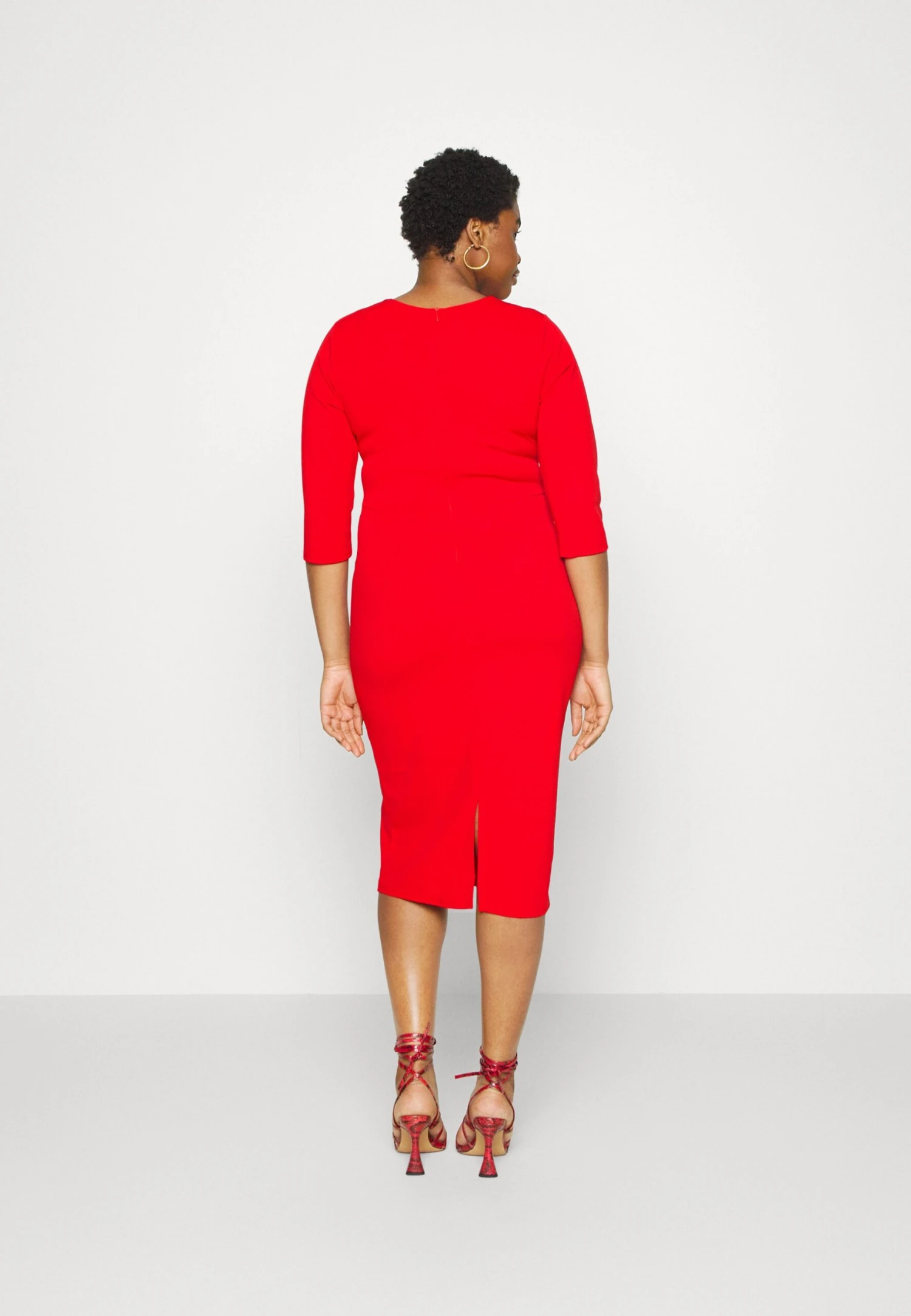 Hossy V Neck Midi - Cocktail Dress / Party Dress - Red - Image 3