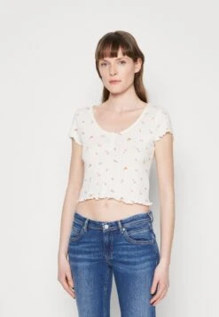 TOM TAILOR Denim Cropped Pointelle - Print T-Shirt