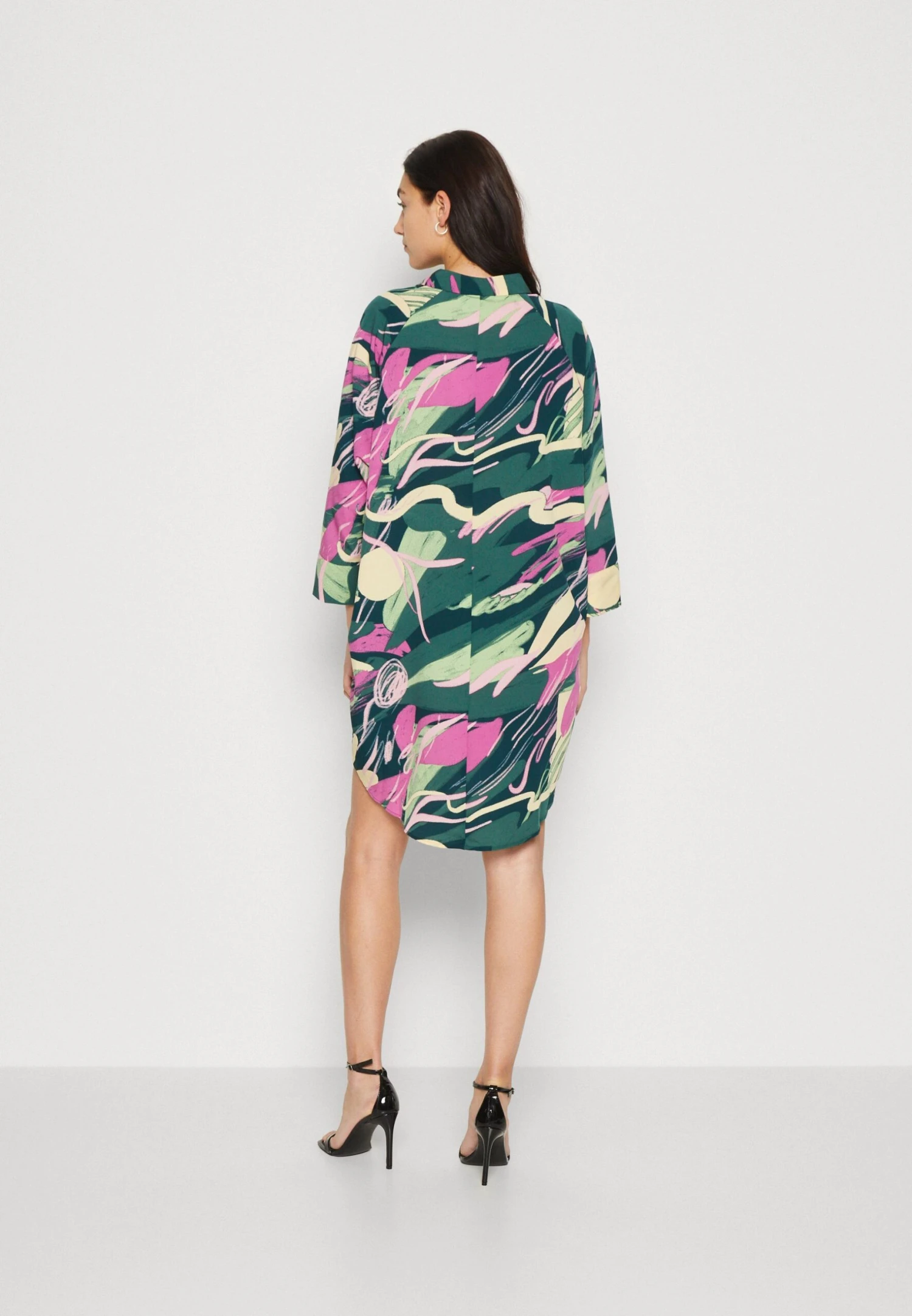 Monki Shirt Dress - Green/Pink - Image 3