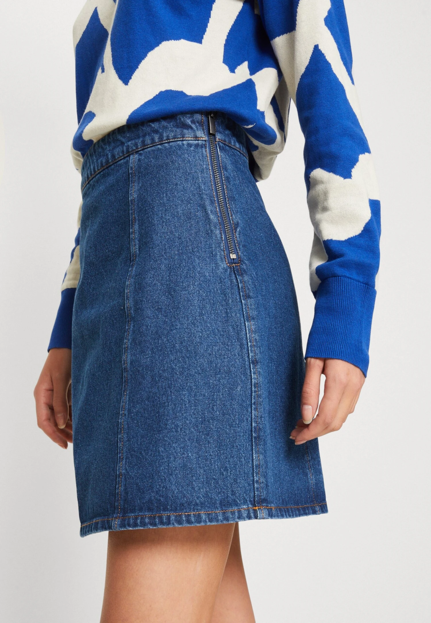 Vila Vinelly Skater Skirt - Mini Skirt - Medium Blue Denim - Image 6