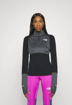 The North Face 1/4 Zip Run - Long Sleeved Top - Black/Asphalt Grey Light Heather