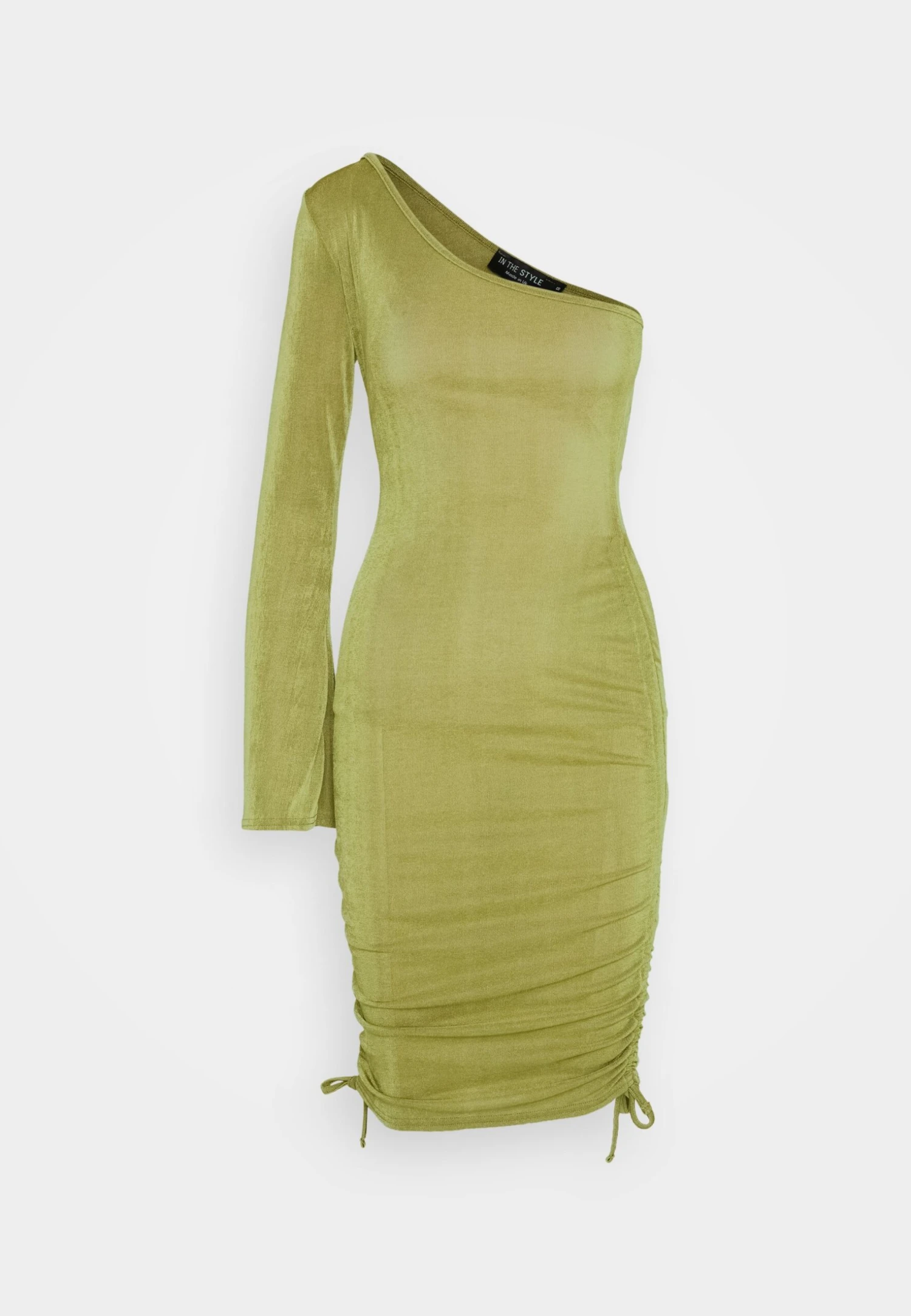In The Style One Shoulder Mini Dress - Jersey Dress - Olive - Image 5