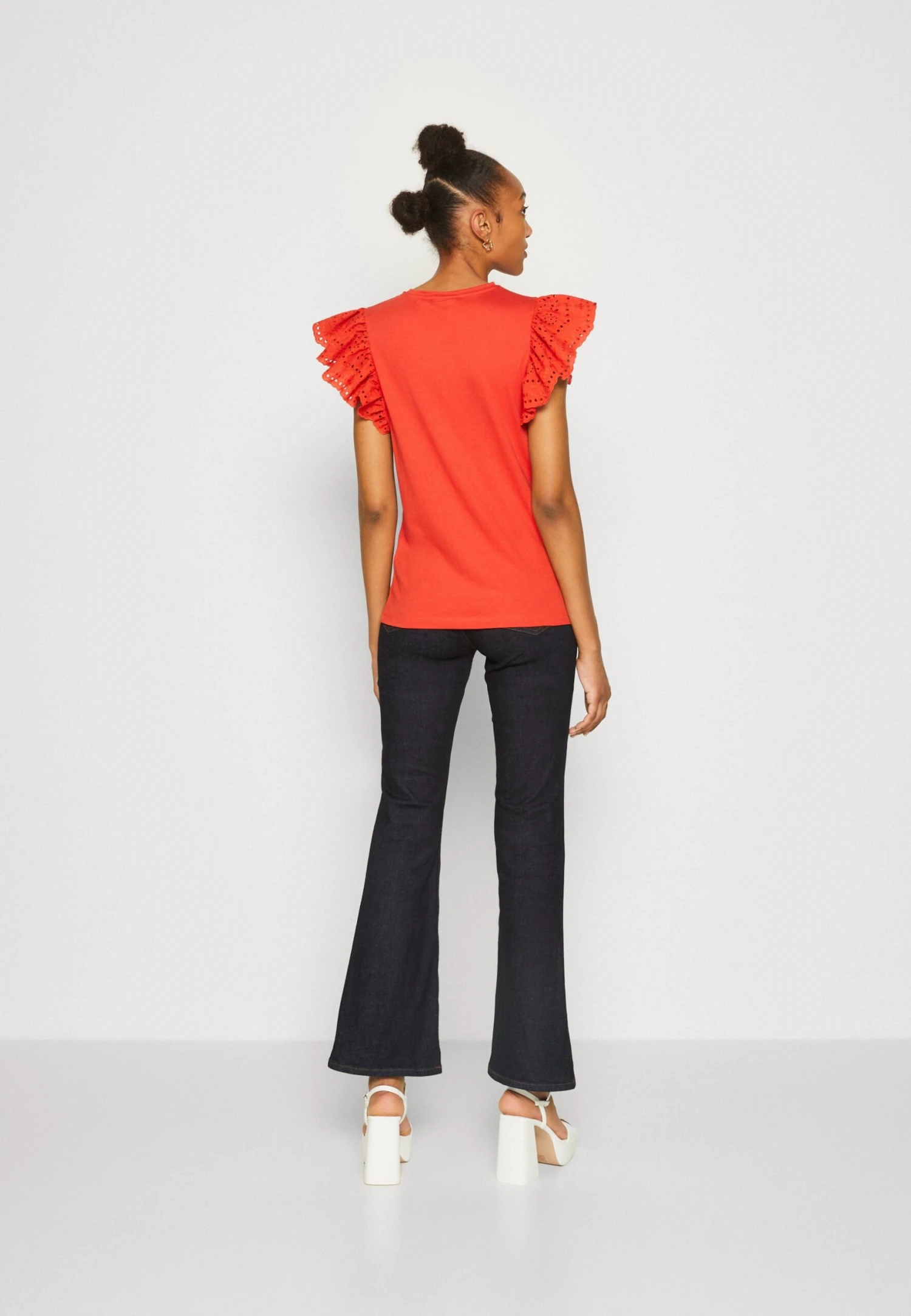 Vila Viredda Cap Sleeve - Print T-Shirt - Valiant Poppy - Image 3