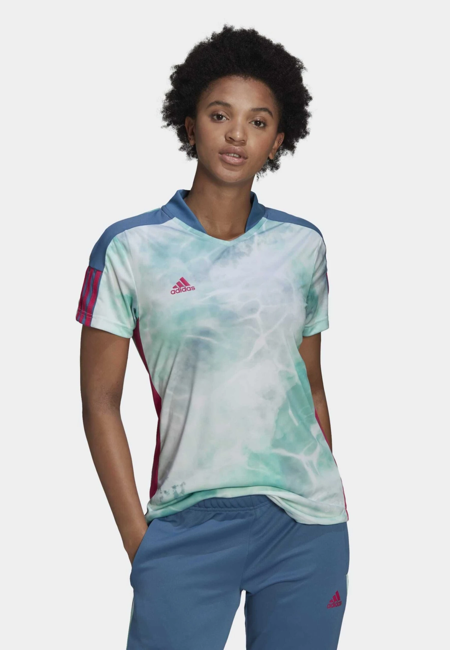 ADIDAS PERFORMANCE Tiro - Sports T-Shirt - Altered Blue Mint Rush White
