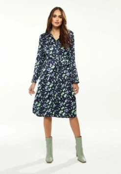 Liquorish Floral Print- Shirt Dress - Multi Coloured