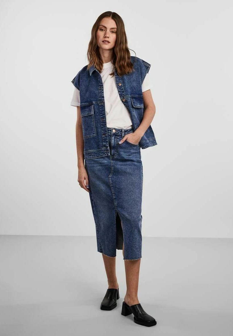 Pieces Pcjessie - Pencil Skirt - Medium Blue Denim - Image 2