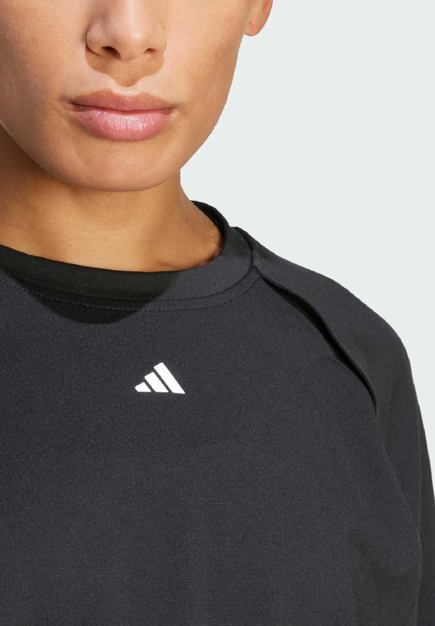ADIDAS PERFORMANCE Power Aeroready Crop Cover Up- Sweatshirt - Black White - Image 3