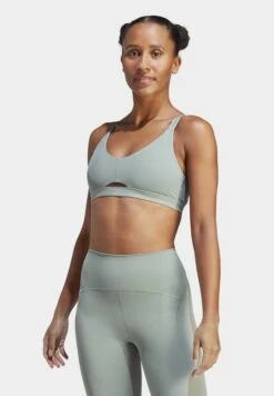 ADIDAS PERFORMANCE Yoga Studio Luxe - Light Support Sports Bra - Silver Green