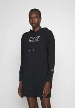 EA7 Emporio Armani Jersey Dress - Black/Logo Light Gold