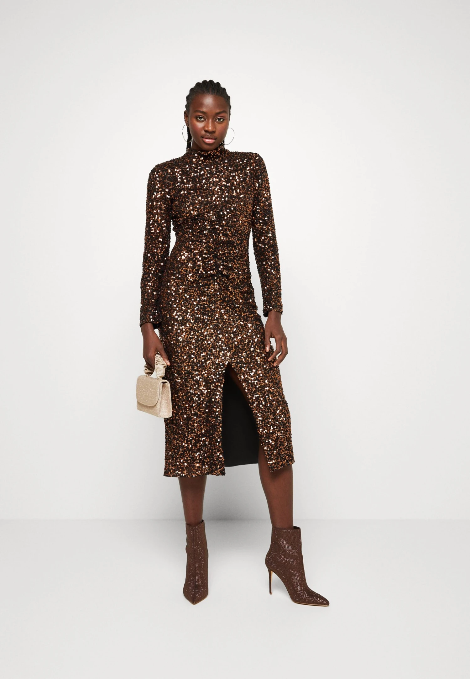 Notes Du Nord Fia Midi Dress - Cocktail Dress / Party Dress - Chocolate - Image 2