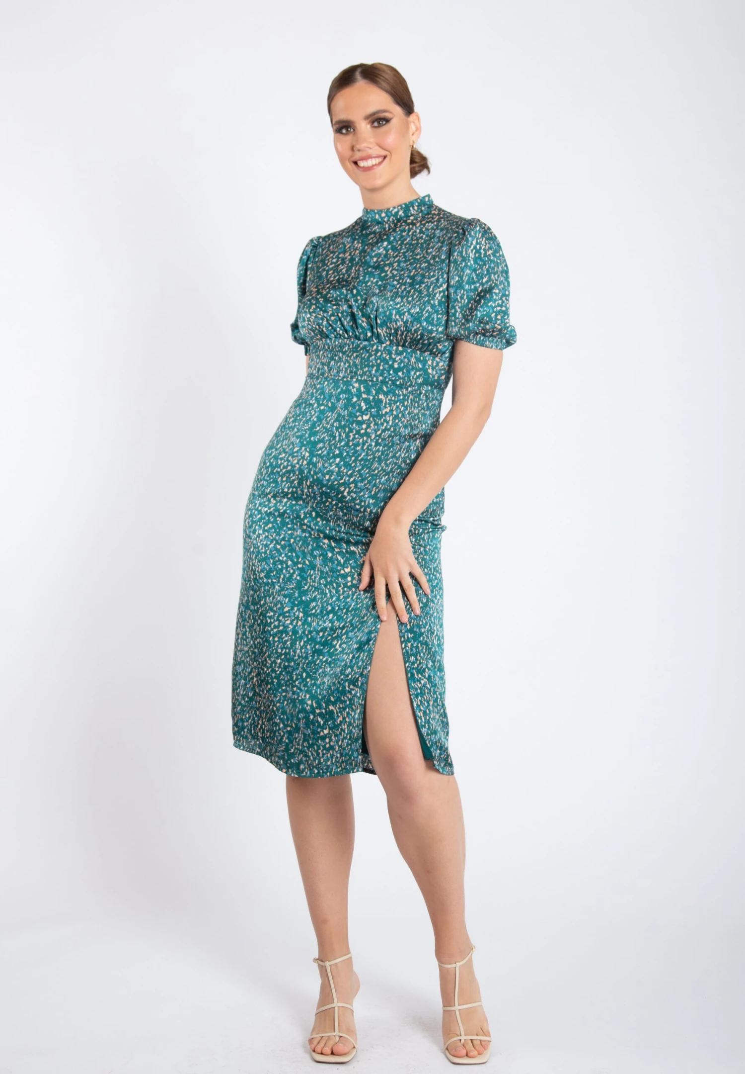 High Neck - Day Dress - Green - Image 2