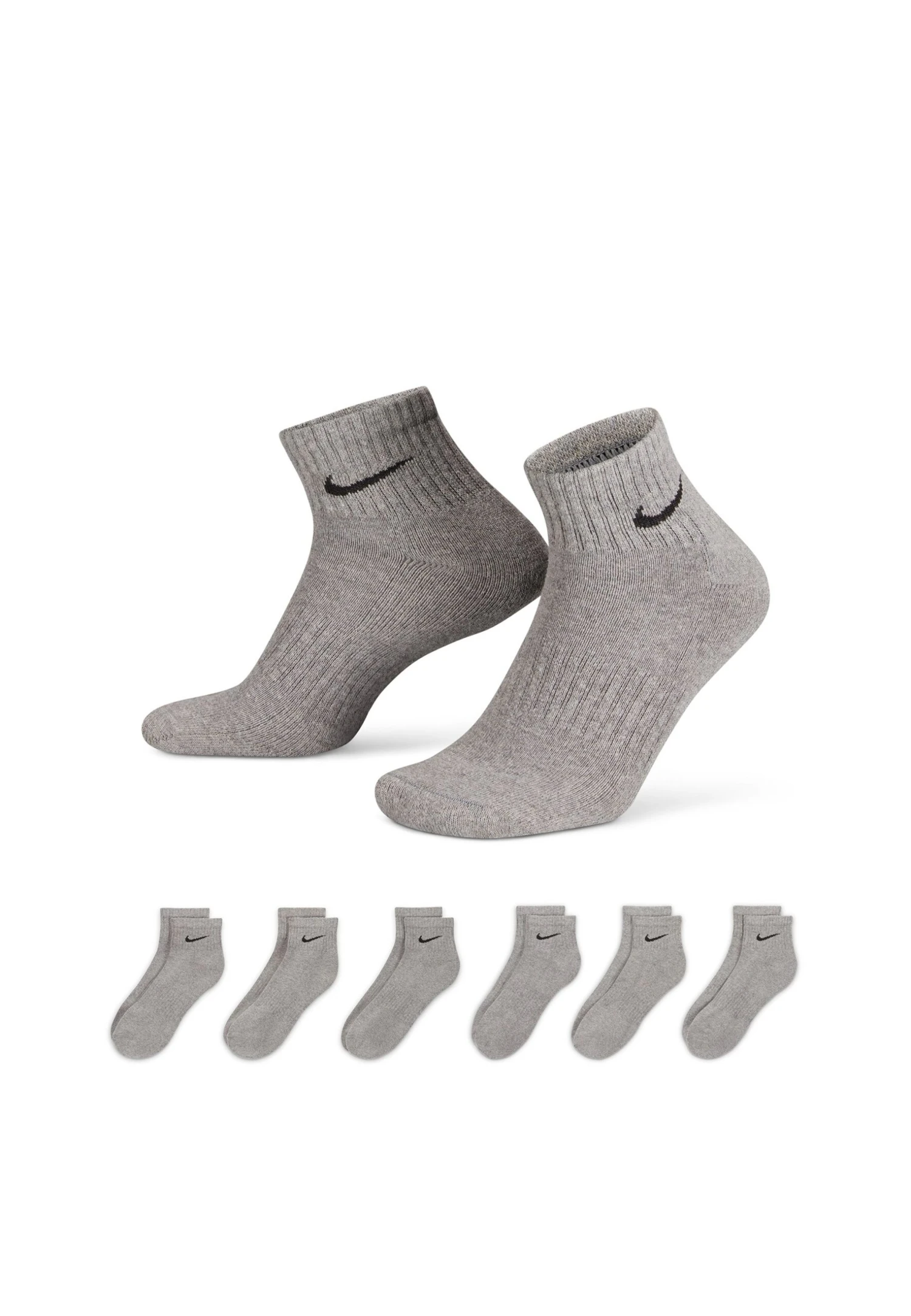 Nike Performance Everyday Cush Ankle 6 Pack Unisex - Sports Socks - Carbon Heather/Black - Image 2
