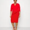 Hossy V Neck Midi - Cocktail Dress / Party Dress - Red