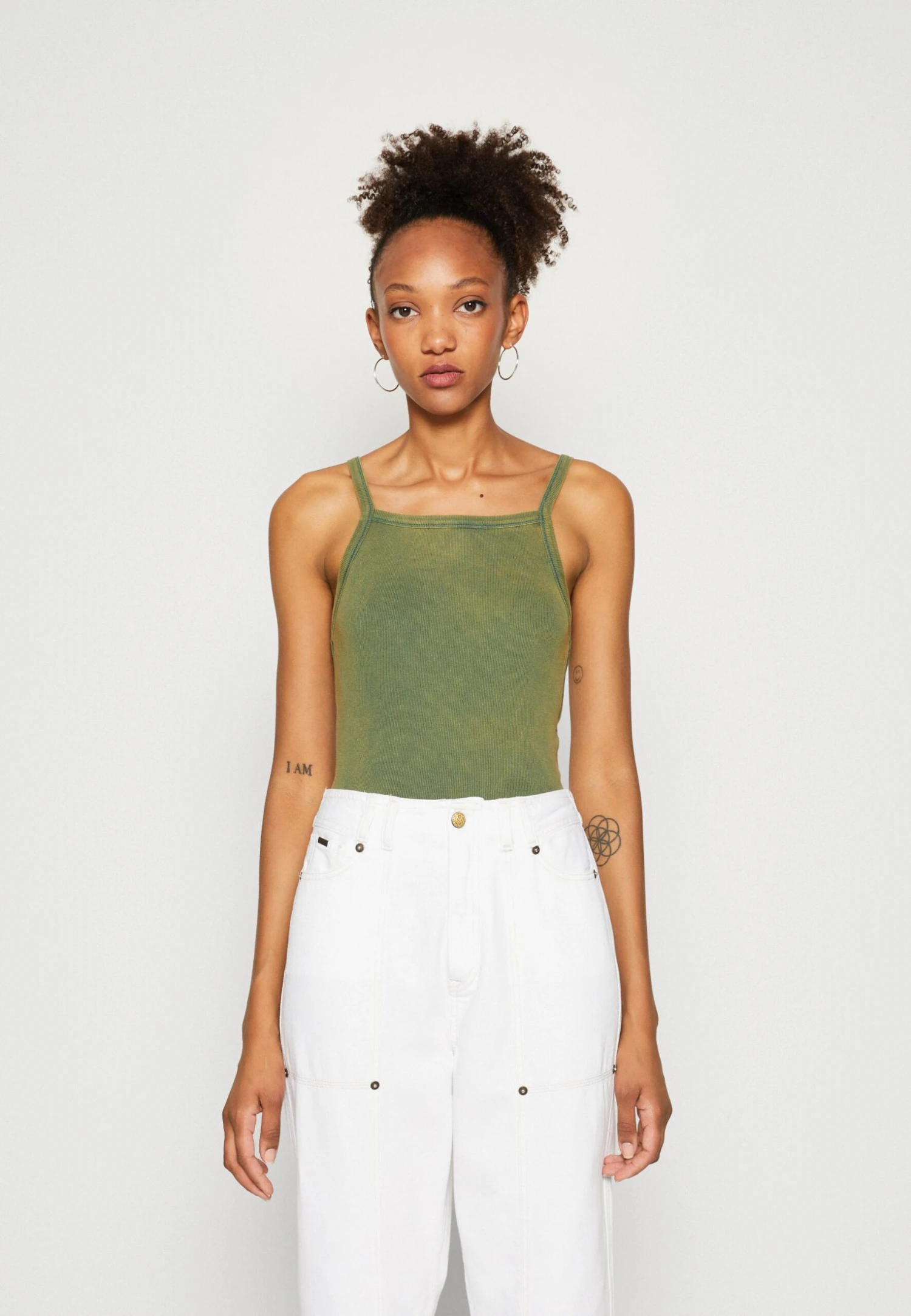 BDG Urban Outfitters Squareneck Strap Vest - Top - Green Tint