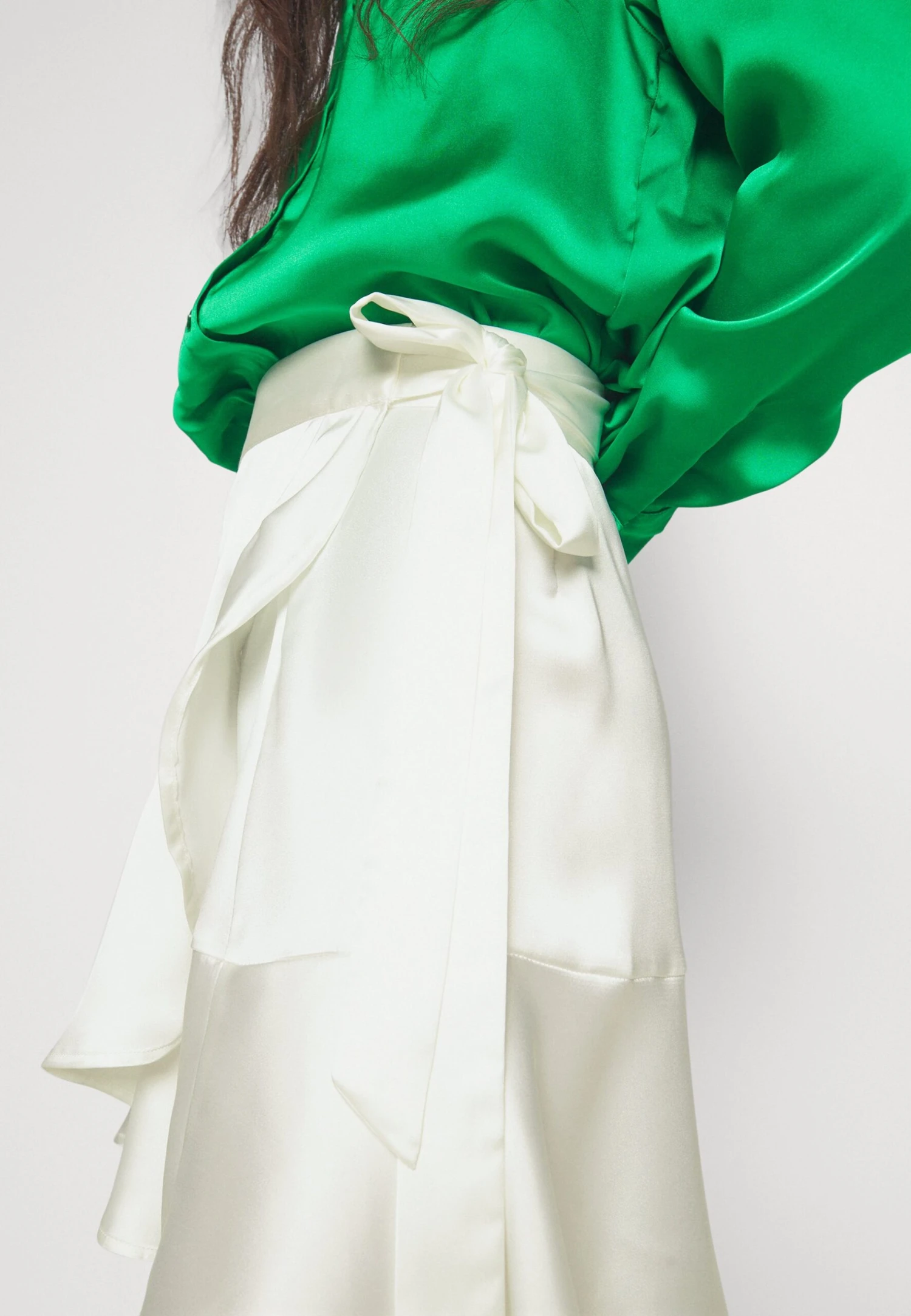 Objsateen Mini Skirt - Wrap Skirt - Cloud Dancer - Image 6