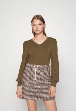 Object Objannie V Neck - Long Sleeved Top - Dark Earth