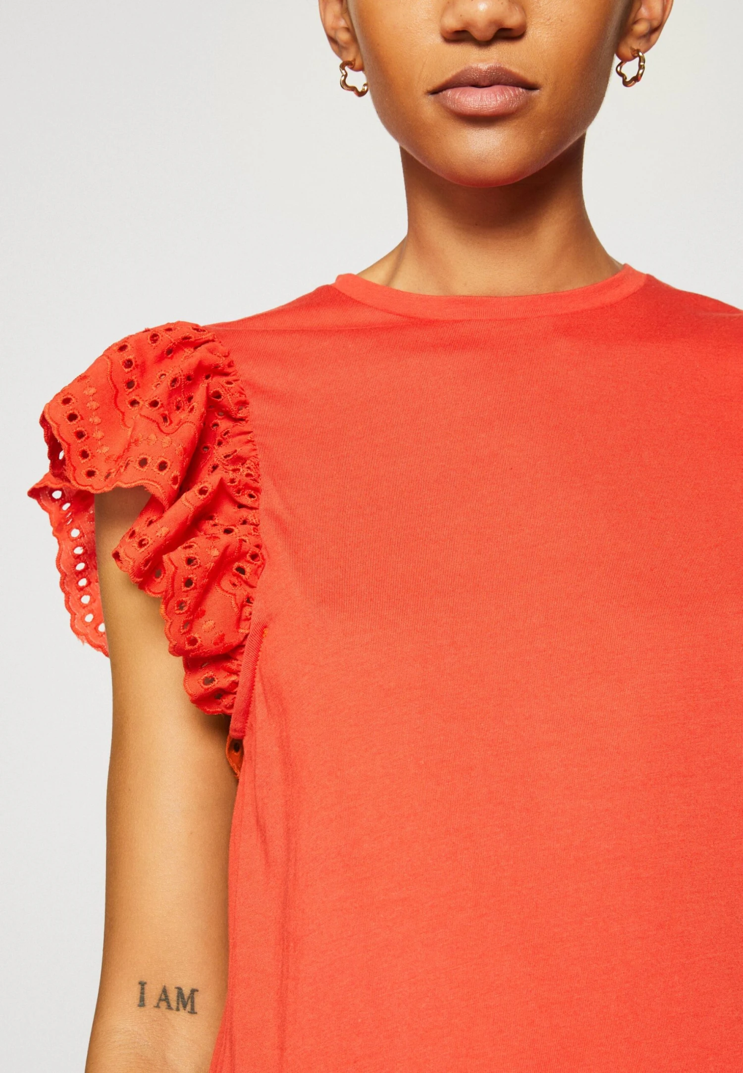 Vila Viredda Cap Sleeve - Print T-Shirt - Valiant Poppy - Image 6