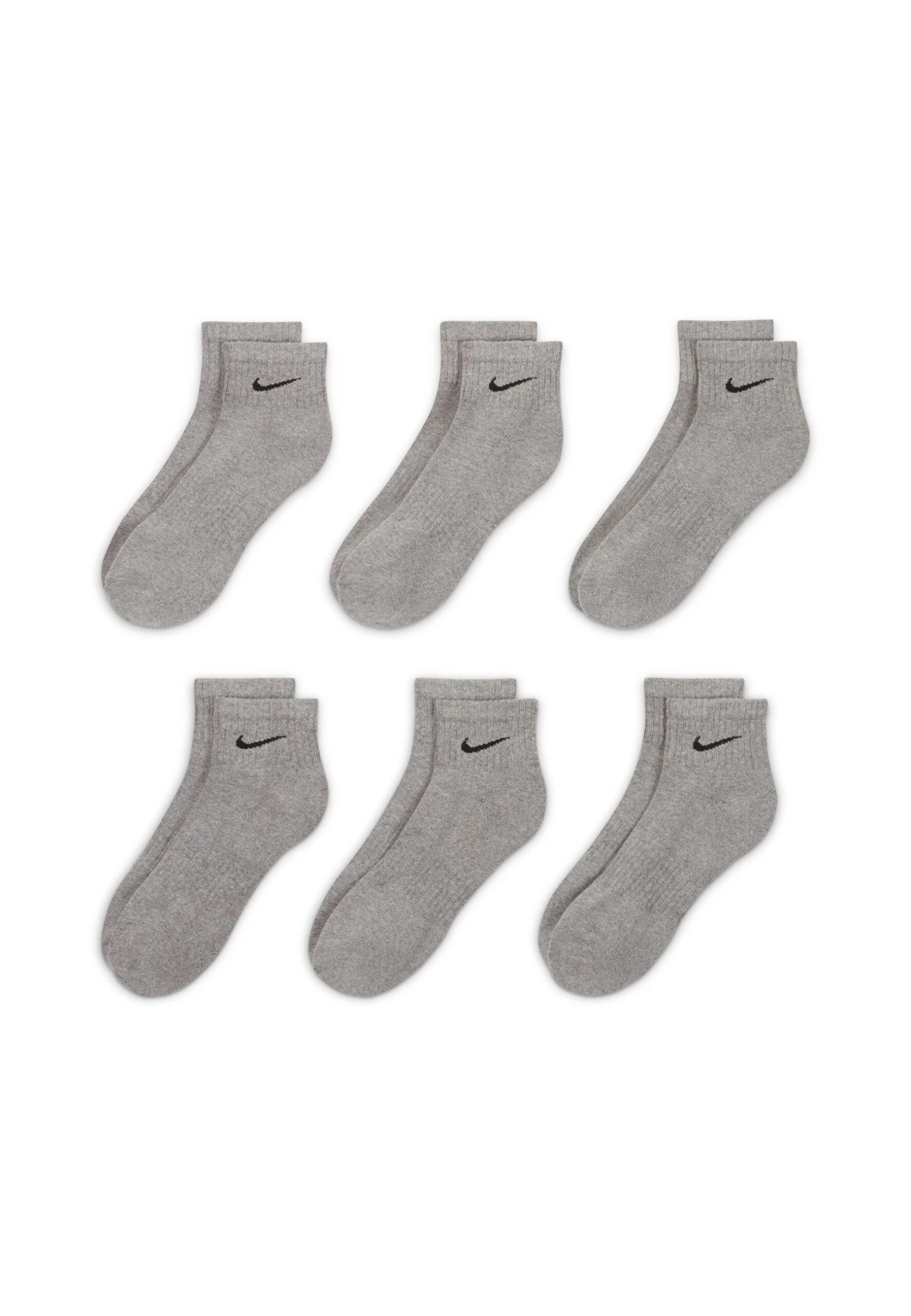 Nike Performance Everyday Cush Ankle 6 Pack Unisex - Sports Socks - Carbon Heather/Black