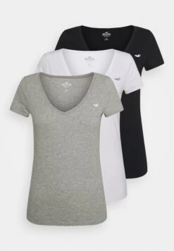 Hollister Co. Icon Multi 3 Pack - Basic T-Shirt - White/Black/Light Grey