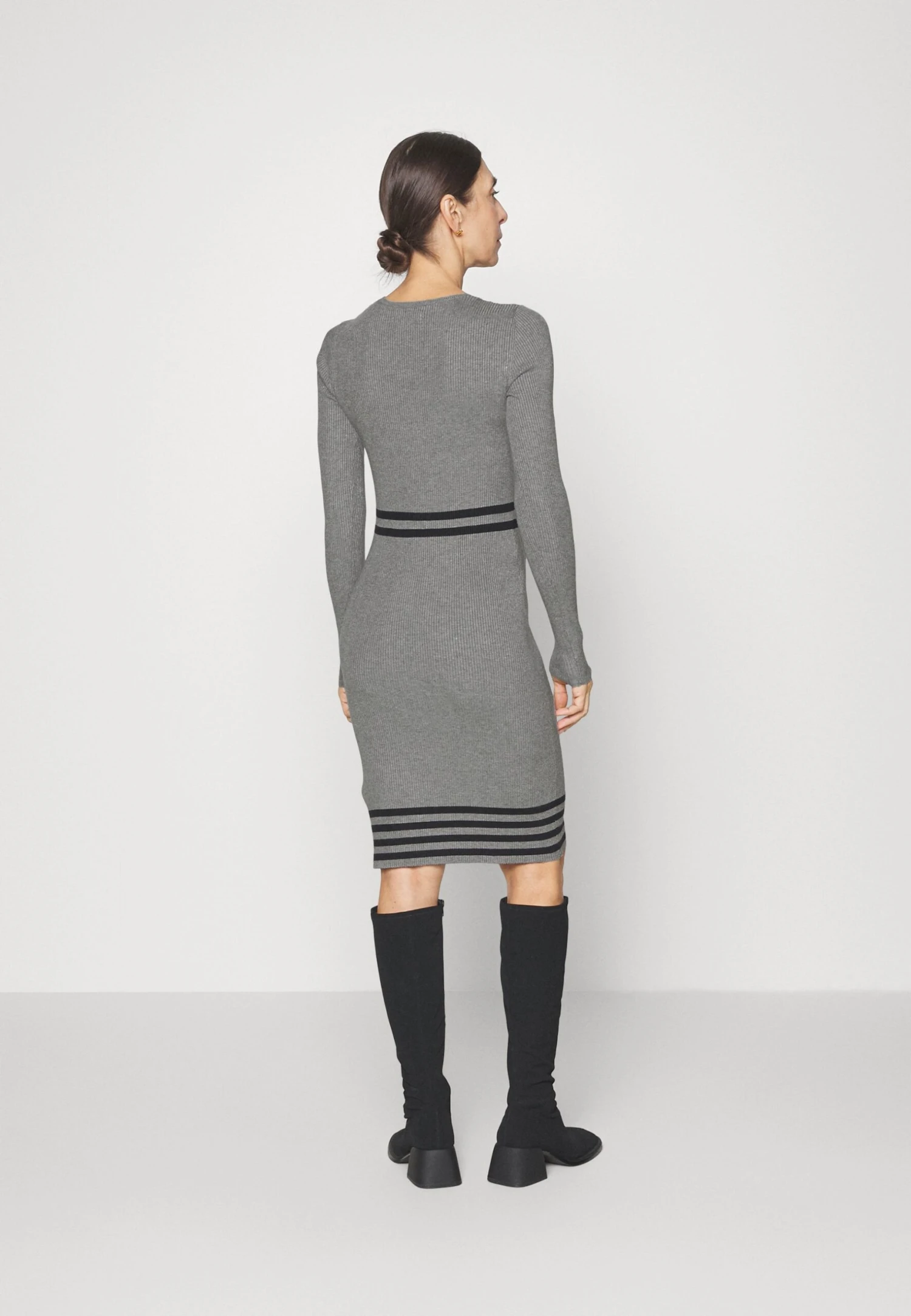 Anna Field Jumper Dress - Mottled Light Grey/Black - Image 3