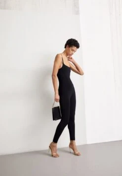 Victoria Beckham Bodyline Scallop Strap Catsuit - Jumpsuit - Black