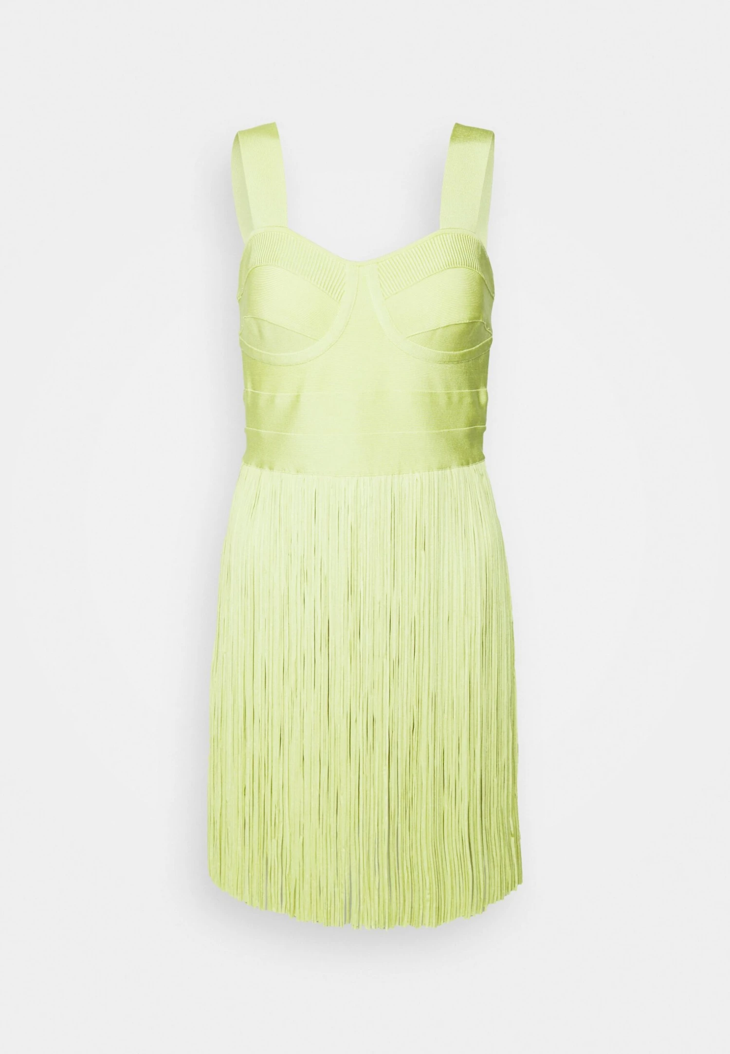 HERVE LEGER Bustier Fringe Mini Dress - Cocktail Dress / Party Dress - Limoncello - Image 6