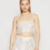 Gina Tricot Shimmer Cropped - Top - Offwhite