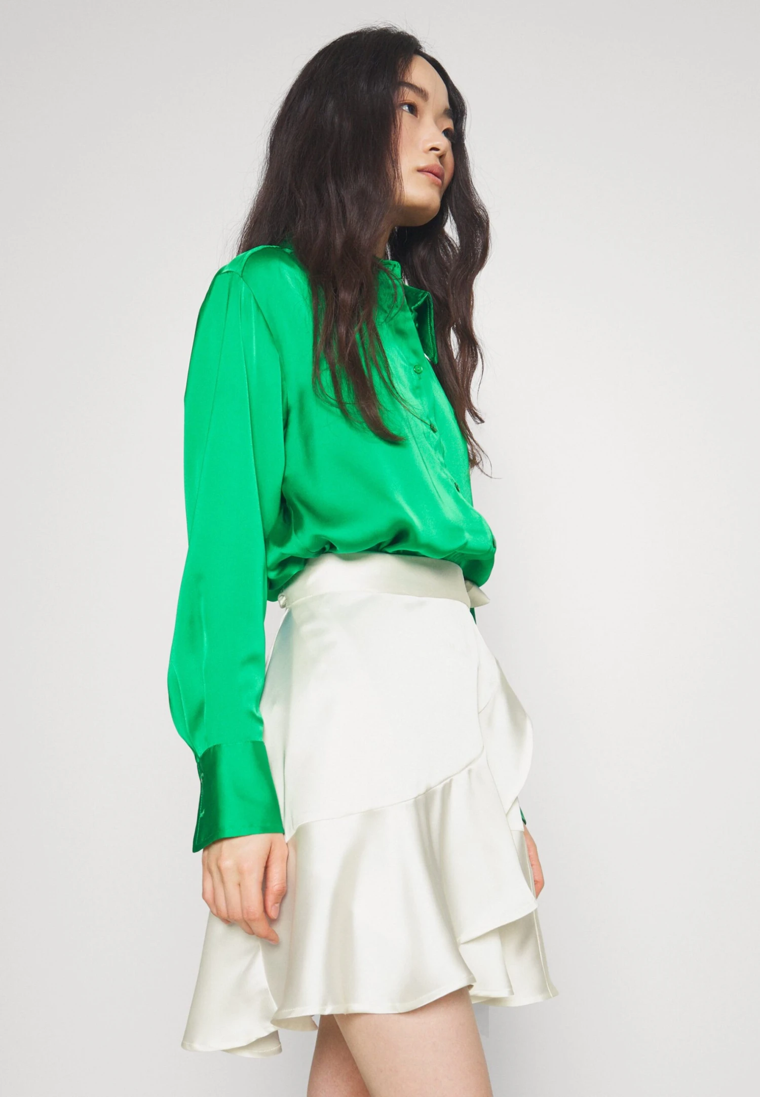 Objsateen Mini Skirt - Wrap Skirt - Cloud Dancer - Image 4