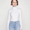 Calvin Klein Rib Roll Neck Long Sleeve - Long Sleeved Top - Bright White