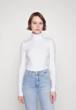 Calvin Klein Rib Roll Neck Long Sleeve - Long Sleeved Top - Bright White