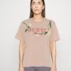 Guess Ss Cn Logo Flowers - Print T-Shirt