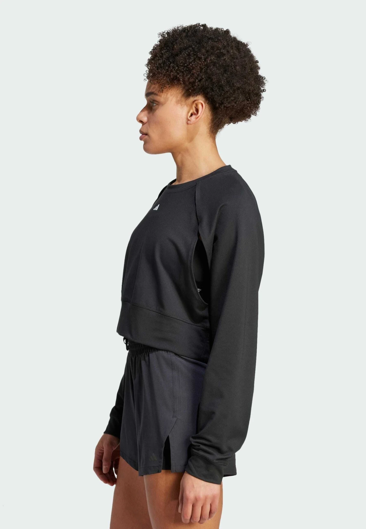 ADIDAS PERFORMANCE Power Aeroready Crop Cover Up- Sweatshirt - Black White - Image 5