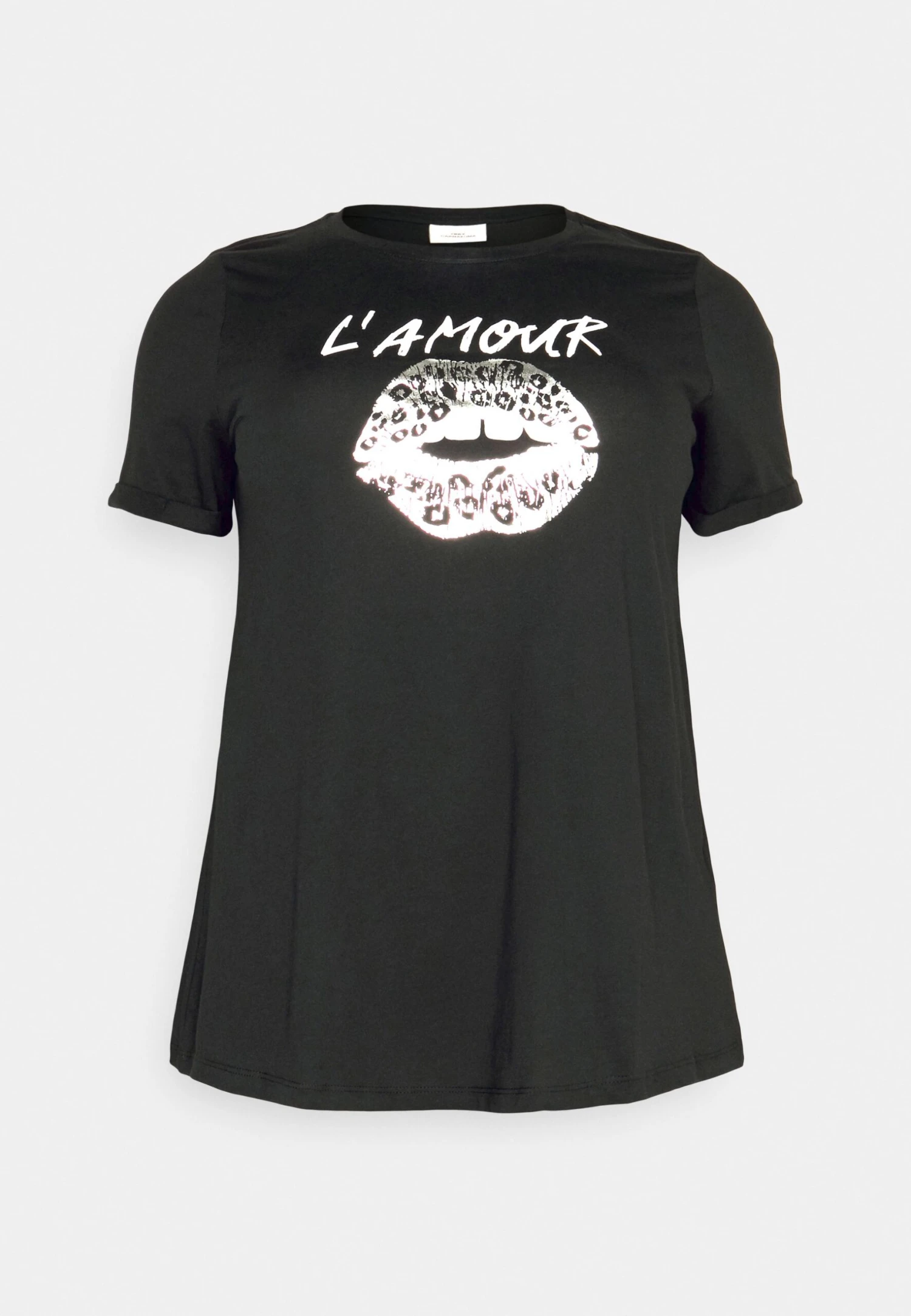 ONLY CARMAKOMA Carrilaya Life Ashape Tee - Print T-Shirt - Black/Silver - Image 4