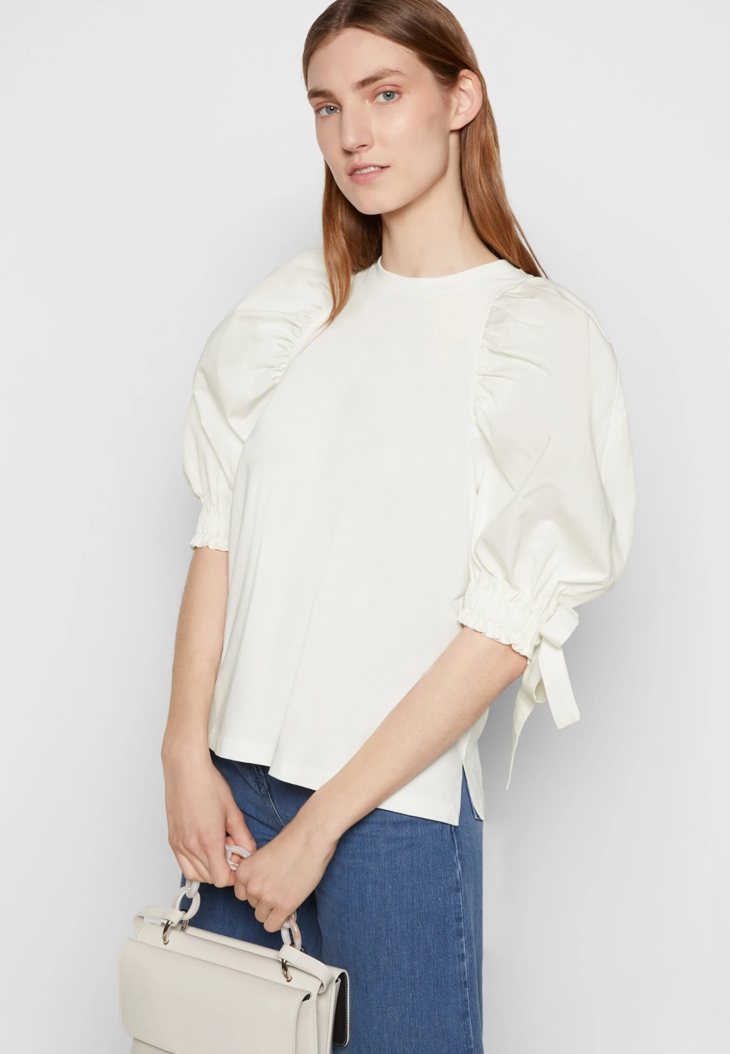Mother Of Pearl Pearl Shoulder Puffball Sleeve - Print T-Shirt - White - Image 5