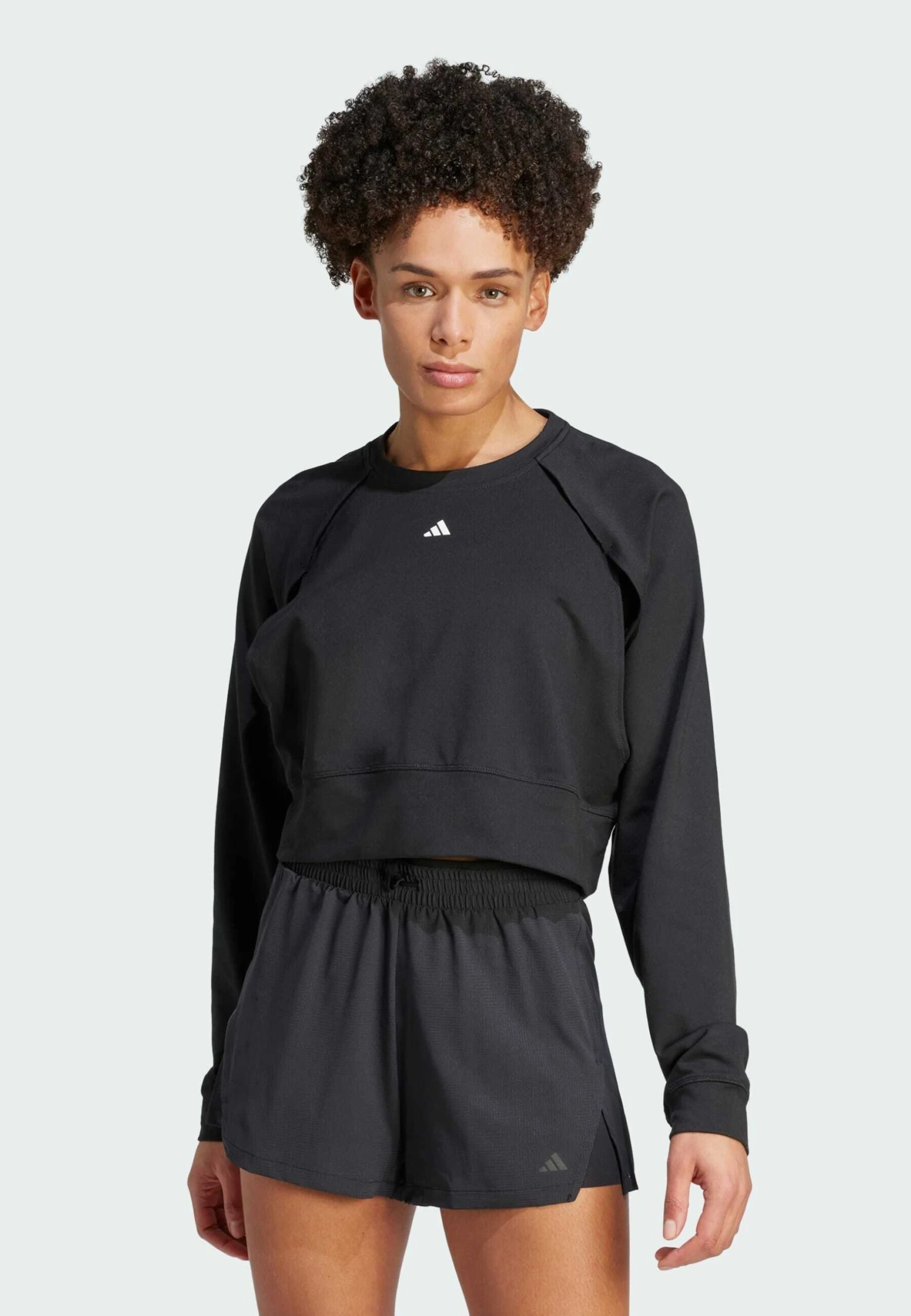 ADIDAS PERFORMANCE Power Aeroready Crop Cover Up- Sweatshirt - Black White